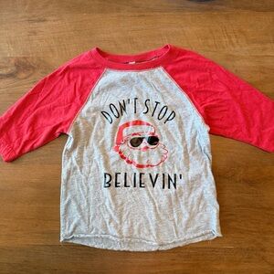 💥2/$20 Kids Santa Graphic Raglan Shirt 3/4 sleeves - don’t stop believin🎄
